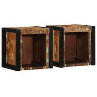 mesilla de noche de pared - mueble dormitorio - madera reciclada - multicolor 40x35x40cm