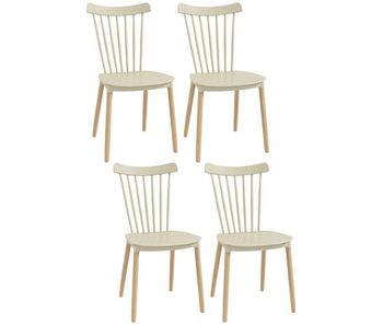 Homcom juego de 4 sillas de comedor estilo nórdico sillas de cocina con respaldo alto asiento de polipropileno y patas de madera de haya carga 120 kg 48x52,5x83 cm natural
