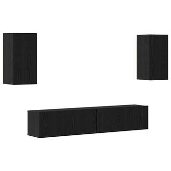 Conjunto De Mueble De Tv 4 Piezas Roble Negro 80 X 30 X 30 Cm