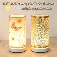 1 pieza de lampara de mesa cilindrica con estampado de mariposas estilo vintage con enchufe usb luz nocturna de brillo suave adorno decorativo para el hogar regalo ideal