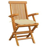 pack 3 uds sillas de jardin  silla de exterior  sillon madera teca con cojines crema blanco