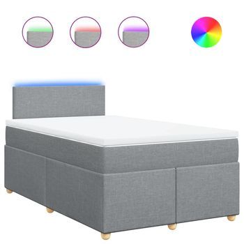 Cama Box Spring Con Colchón Tela Gris Claro 120x190 Cm