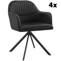 4 sillas de comedor giratoria 360 terciopelo 56x59x81 cm negronegro