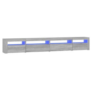Mueble Tv - Mesa De Tv Con Luces Led Gris Sonoma 270x35x40 Cm