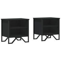 mesitas de noche 2 unidades madera de ingenieria negra 40x30x40 cm