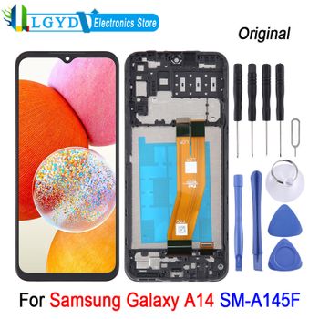 Pantalla LCD con marco para teléfono Samsung Galaxy A14 SM-A145F, digitalizador, montaje completo, pieza de repuesto