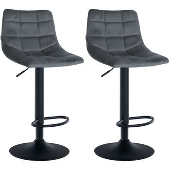 Juego De 2 Taburetes De Bar Jerry En Terciopelo Gris Oscuro 46.5x43x87 Cm Clp