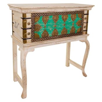Baúl alto de madera verde 90x41x90