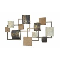 decoracion de pared en metal diferentes formas cuadradas crema gris negro dorado para colgar 90x5x52cm dec05117