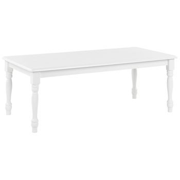 Mesa De Centro Tablero De Mdf Madera De Caucho Blanca 100 X 55 Cm Vintage Elegante Sala De Estar Kokomo