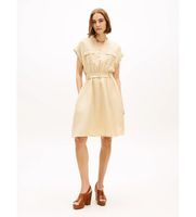 tommy hilfiger para mujer ww0ww49659 vestido camisero corto con cinturon beige s casual lino
