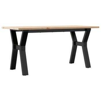 Mesa De Centro Marco Y Madera Maciza Pino Y Acero 100x50x45 Cm Vidaxl