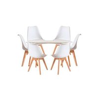 conjunto mesa tower rectangular 120 x 80 cm blanca y pack 6 sillas synk basic - blanco