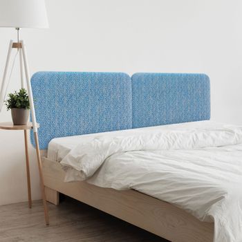 Dhome Cabecero Tapizado Liso Redondeado Tejido Luxury Para Pared Cabeceros Absorbentes Cabezal Cama Dormitorio (ethnic Blue, 190cm Dual)