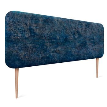 Dhome Cabecero Tapizado Liso Con Patas Redondeado Tejido Luxury Para Pared Acústicos Cabeceros Absorbentes Cabezal Cama Dormitorio (luxurious Blue, 135cm)