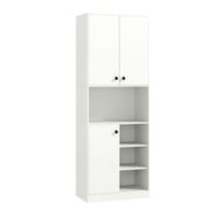 costway armario de almacenaje de despensa para cocina alto de 166 cm con soporte para microondas aparador buffet con puertas y estantes blanco