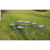 juego de mesa de camping eredu con taburetes 541  tx - 95x60 cm - marron y azul