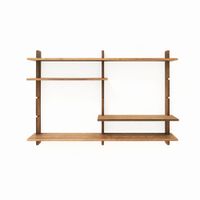 estanteria modular de pared en madera de color marron claro