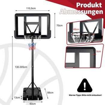 Canasta De Baloncesto De Con Red Y 2 Ruedas, Altura Regulable
