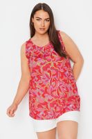 yours top sin mangas rosa de flores retro mujer curvy y tallas grandes yours