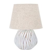 lampara de mesa en resina blanca con pantalla beige o cm 35x48