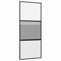 puerta de vidrio calado negro 90 x 2 x 205 cm aluminio vidaxl