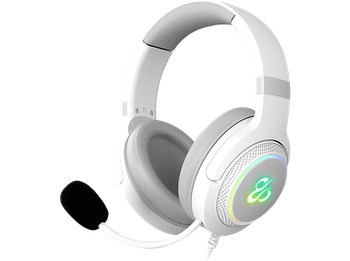 Auriculares gaming - Newskill Sobek 7.1 Ivory , Cancelación Activa de ruido, Iluminación RGB, Multiplataforma, Blanco