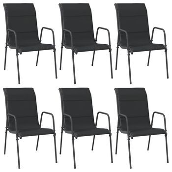 Pack 6 Uds Sillas De Jardín | Silla De Exterior | Sillón Acero Y Textilene Negro