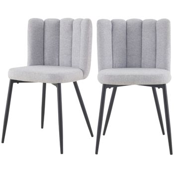Set de 2 sillas de tela gris con patas de metal negras