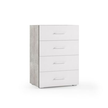 Mueble Multiusos Con 4 Cajones Blanco Con Laterales De Hormigón