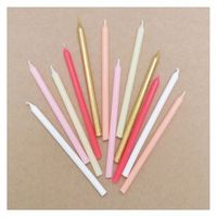 12 velas largas rosadas y doradas - 12 cm