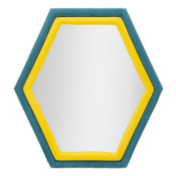 Espejo De Pared De Terciopelo Azul Y Amarillo Cm 75x4x80