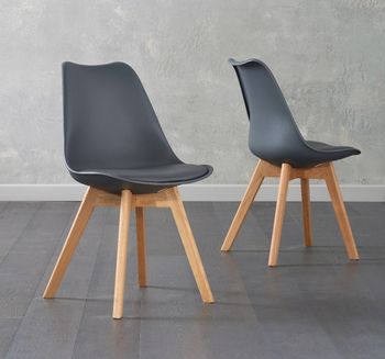 Duke Dark Grey Faux Leather Dining Chairs - Dark Grey