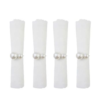 Anillos de servilleta con doble perla - set de 4