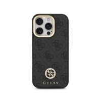 guess funda para iphone 16 pro  carcasa con magsafe negra con logo 4g de strass y correa ancha diseno elegante y ajuste preciso
