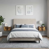 mesita de noche de pared - mueble dormitorio - madera de ingenieria - roble ahumado 33x345x20cm