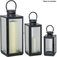 set 3 faroles portavelas  negro