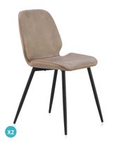 pack 2 sillas tapizadas en beige patas metalicas negras