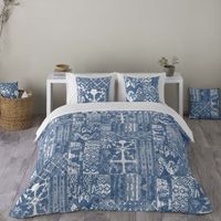 sandal - funda nordica estampada cama 180 - algodon extrasuave - incluye  1 o 2 fundas de almohada - mive blue