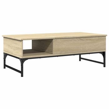 Mesa De Café - Mesa De Centro Madera Ingeniería Metal Roble Sonoma 100x50x35cm