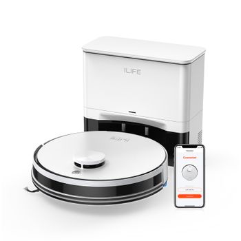 Aspiradora Robótica ILIFE A30 Pro con Estación de Autovaciado Automático, Succión Potente de 5000 Pa, Navegación LDS, 180 Minutos de Autonomía, Función 2 en 1 de Fregado y Barrido, Control por