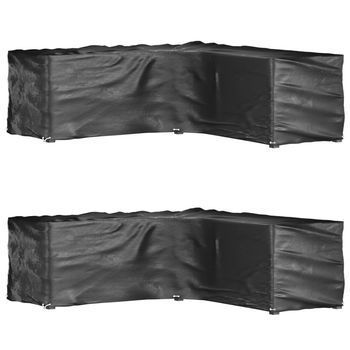 Fundas Muebles Jardín Forma De L 2 Uds | Cubiertas Muebles Jardín 16 Ojales 285x285x90 Cm Cfw73424