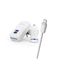 cargador accetel ac118 pack pared y coche 21a con cable lightning 100 cm
