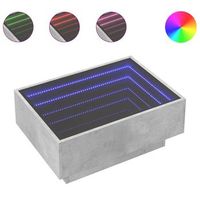 mesa de centro de salon de diseno moderno con led 70 x 50 x 30 cm madera de ingenieria gris y cristal dec037428
