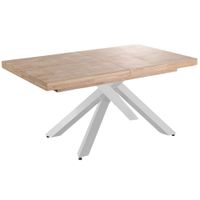 mesa de comedor extensible de madera y acero blanco l160cm