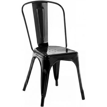 Silla Apilable Benedikt De Metal Negro 48x44x89 Cm Clp