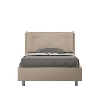 Cama Con Almacenaje Acolchada 120x210 Cuero Sintético Gris Paloma Appia Large