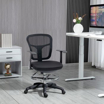 Silla De Malla Espuma Tablero Multicapa Vinsetto 59x59x115 Cm-negro