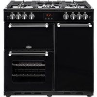 belling kensington 90g gas range cooker - black  chrome black