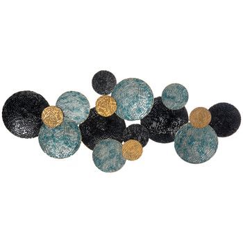 Escultura Mural Metálica 3d 121 X 53 Cm, Oro, Negro Y Azul